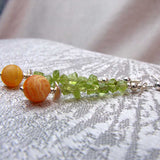 handcrafted semi-precious bead earrings with bright coloured semi-precious beads