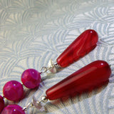 long handmade pink drop earrings