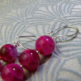 pink dangle earrings, long drop earrings