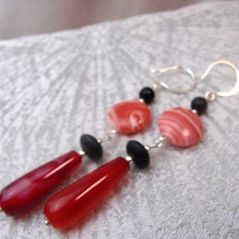 Teardrop statement earrings, semi-precious bead statement earrings  B10