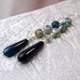 long handcrafted blue bead statement earrings unique design