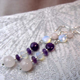 long drop amethyst rose quartz statement earrings
