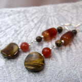 long drop semiprecious stone statement earrings