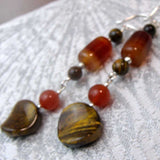 unique semi-precious stone statement earrings longer length