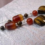 long handcrafted semi-precious bead earrings