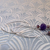 purple amethyst long drop earrings