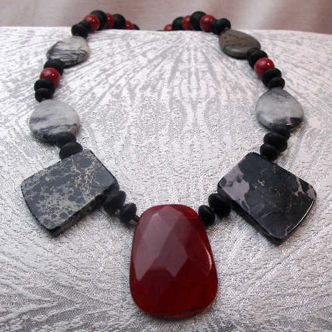 Handmade chunky necklace, unique semi-precious statement necklace B89