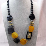 handcrafted chunky statement necklace unique chunky black orange semi-precious beads