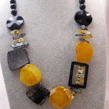 unusual black orange chunky statement necklace semi-precious beads