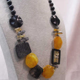 chunky black orange beads handmade statement necklace