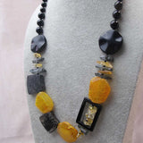 chunky black orange statement necklace handmade from chunky semi-precious stone