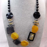 chunky bead statement necklace unique design with chunky black orange beads
