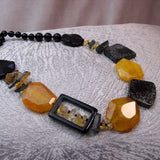 bright orange and bold black semi-precious chunky bead statement necklace