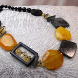 chunky orange chunky black chunky statement necklace unique bold design