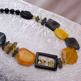handmade chunky necklace orange black 