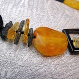chunky black orange semi-precious beads