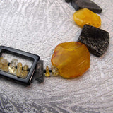orange black chunky semi-precious stone beads