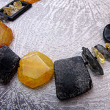 semi-precious stone beads chunky orange and black beads