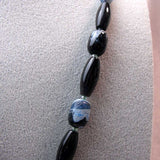 chunky blue black semi-precious beads