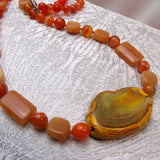 bright bold orange chunky bead statement necklace longer length