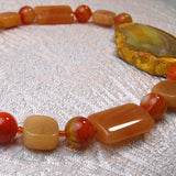 chunky orange bead statement necklace longer length