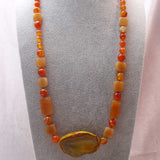 unique long statement necklace handmade chunky orange beads