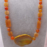 chunky orange bead statement necklace long length