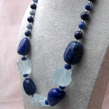 handcrafted statement neckalce with chunky blue semi-precious beads