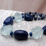 handmade semi-precious stone statement necklace large chunky blue beads