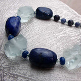 big blue chunky bead semi-precious stone statement necklace