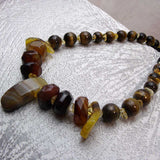 brown semi-precious bead chunky bead necklace