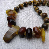 agate, tigers eye handmade statement jewellery necklace