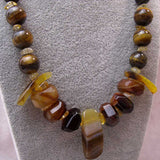 unusual statement necklace with chunky brown beads