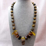 brown semi-precious bead handcrafted statement necklace