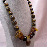 unique handcrafted brown tigers eye chunky statement necklace