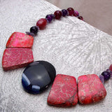 bold chunky pink, purple bead statement necklace unique design