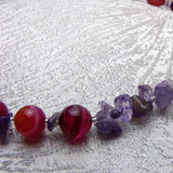 chunky pink purple semi-precious beads