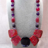handcrafted bold chunky pink purple bead statement necklace