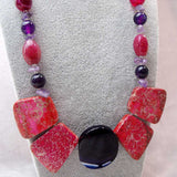 original handmade pink purple chunky necklace