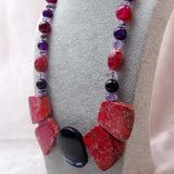chunky bold bright unusual chunky statement necklace pink purple beads