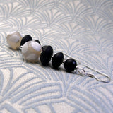 black white semi-precious earrings