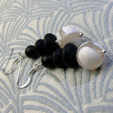 black white earrings handcrafted uk