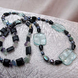 
long handcrafted semi-precious bead necklace unique design