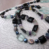 long semi-precious stone beaded necklace
