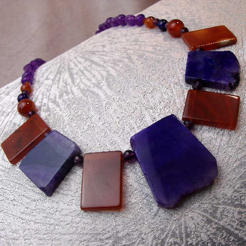 Bold chunky bead necklace, unique semi-precious statement necklace A99