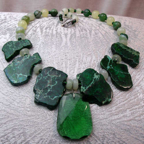 Bold chunky semi-precious bead necklace, unique statement necklace A99