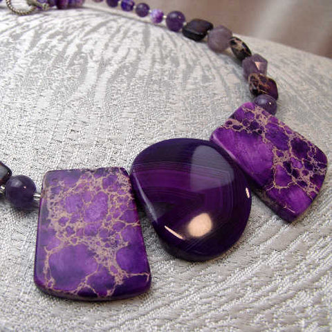 unique handmade semi-precious statement necklace, chunky bead necklace B1