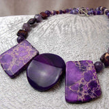 handmade chunky purple semi-precious bead statement necklace