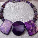 unusual purple bead chunky statement necklace handmade uk