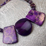 unusual handcrafted chunky purple bead statement necklace purple agate chunky beads